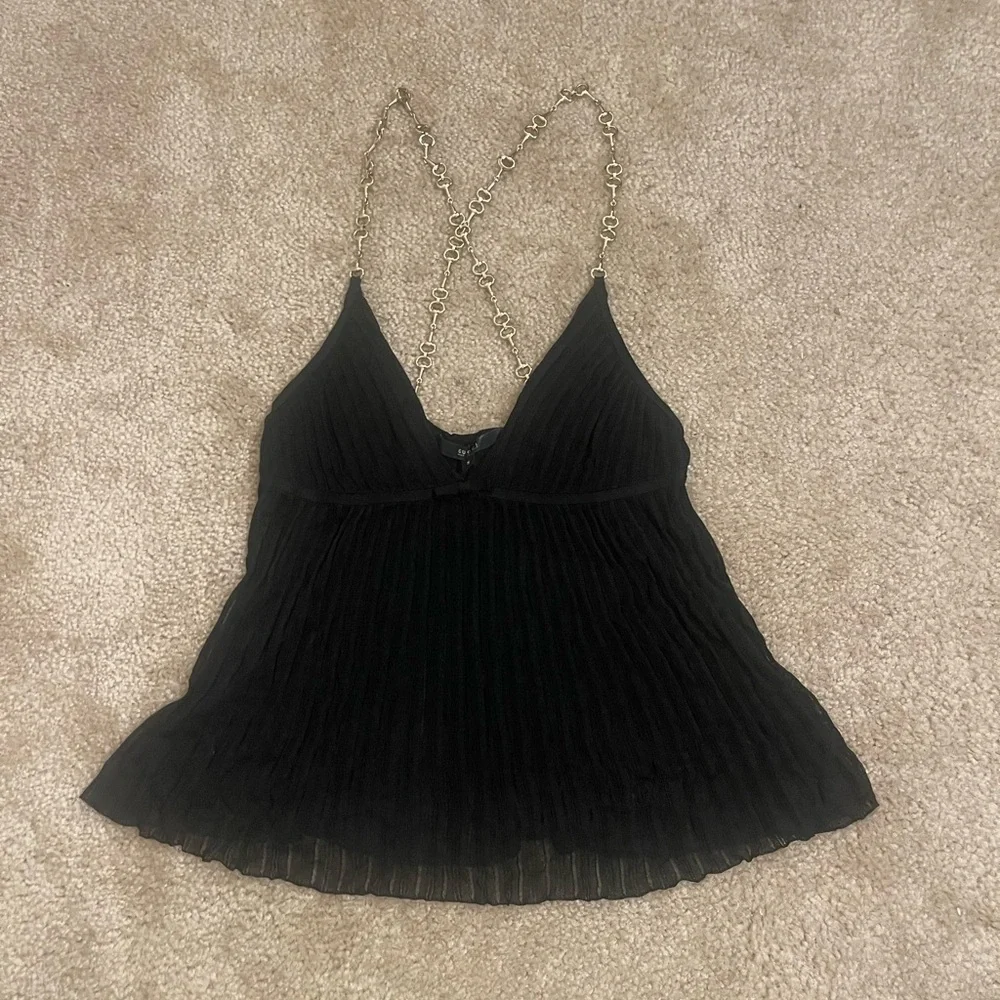 Elegant Black Gucci Pleated Women's Top - Picture 2 of 5